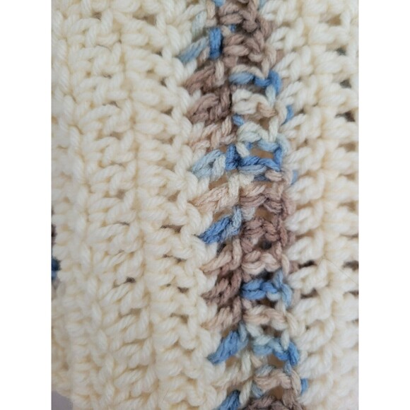 Handmade Crochet Shawl Long Scarf Wrap Neutral Colors 69"x 16.5" - Picture 2 of 8